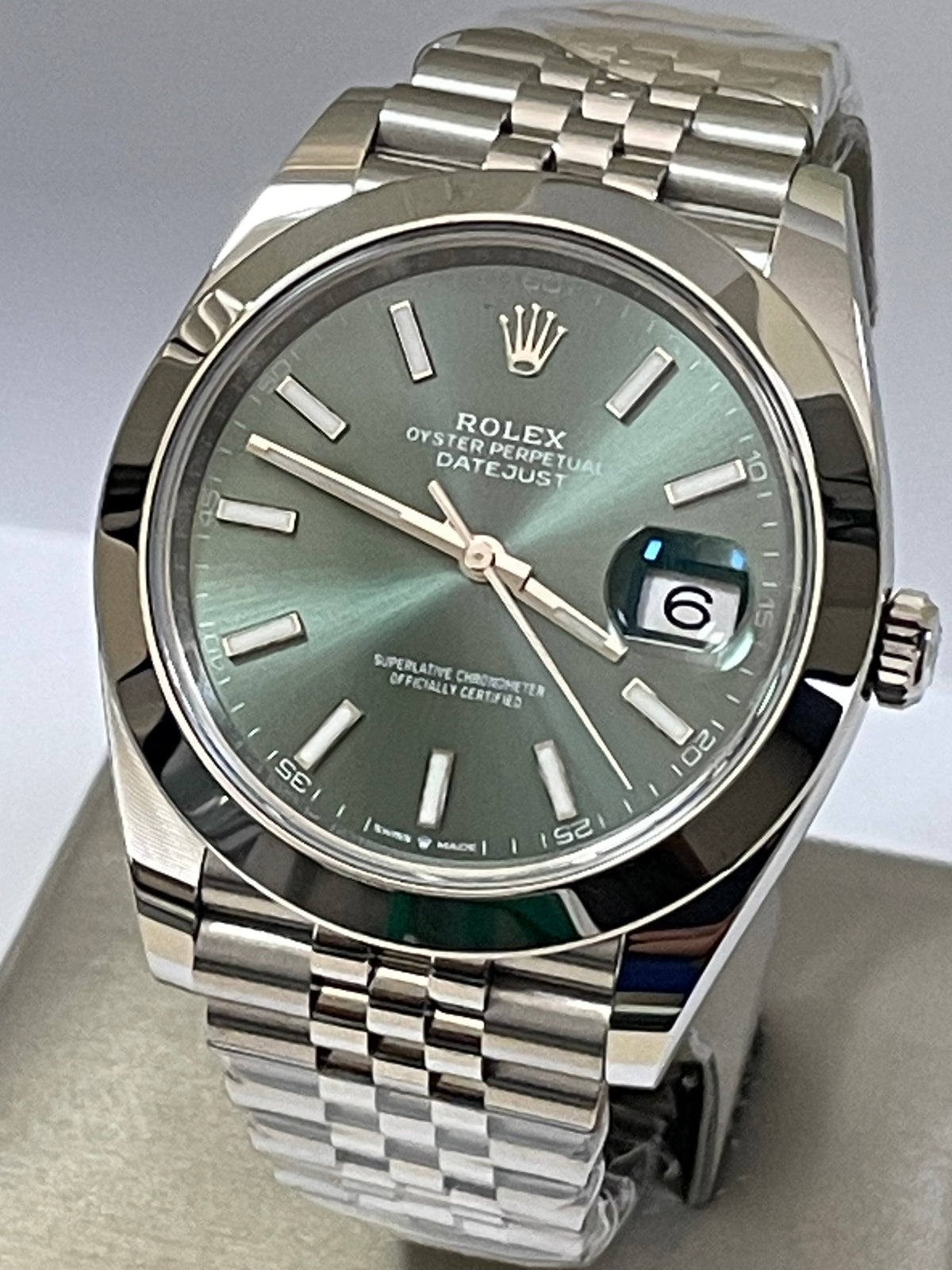 Rolex Steel Datejust 41 - 2023 - Smooth Bezel - Mint Green Dial - Jubilee Bracelet - 126300