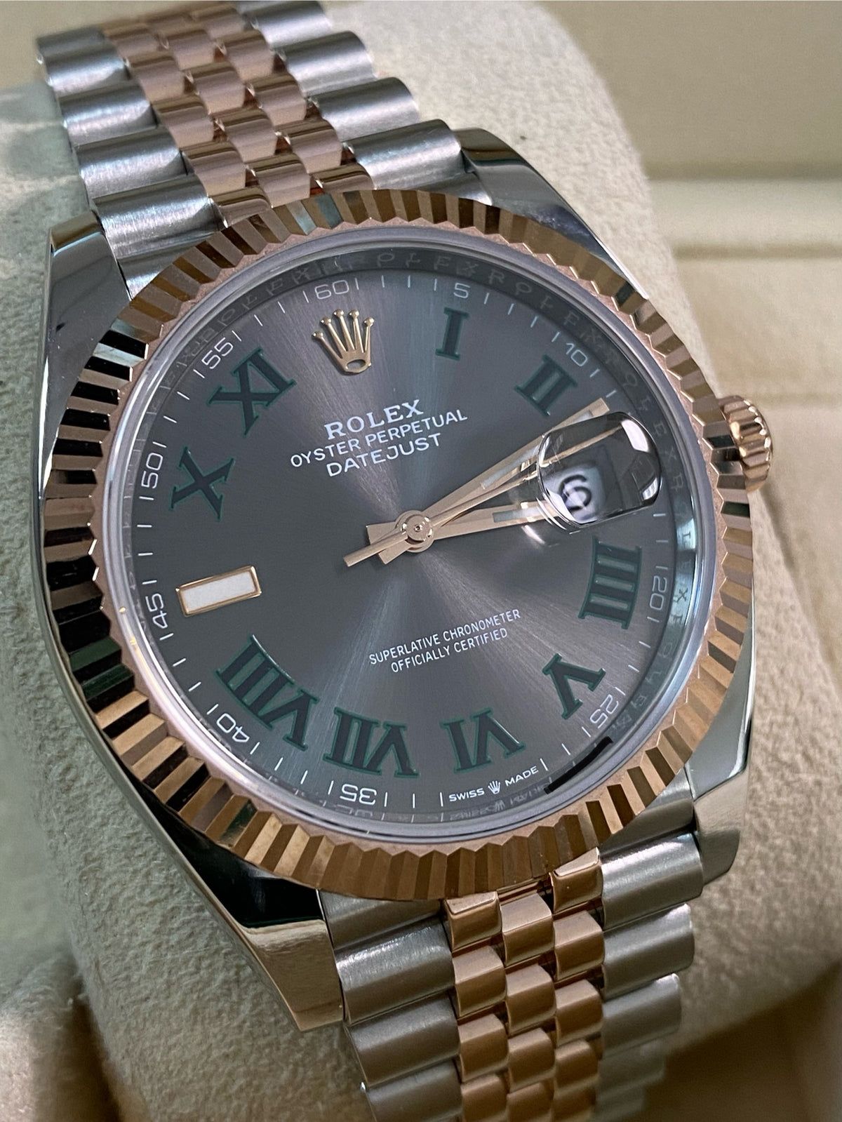 Rolex Steel and Everose Gold Datejust 41 - 2023 - Fluted Bezel - "Wimbledon" Dial - Jubilee Bracelet - 126331 *FULL SET*