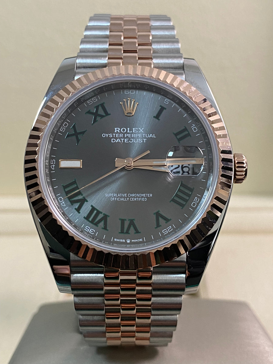 Rolex Steel and Everose Gold Datejust 41 - 2023 - Fluted Bezel - "Wimbledon" Dial - Jubilee Bracelet - 126331 *FULL SET*