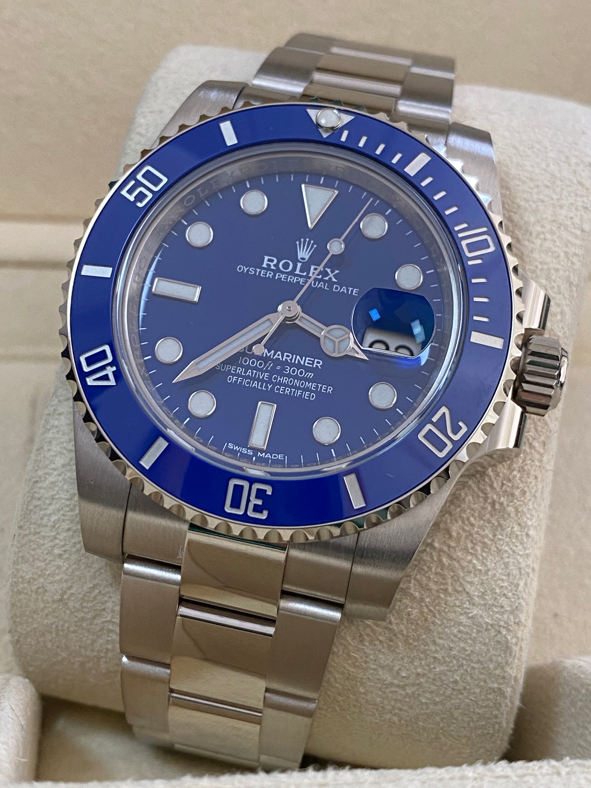 Rolex White Gold Submariner Date - 2019 - "Smurf" - Blue Bezel - Blue Dial - 116619LB *COMPLETE SET*