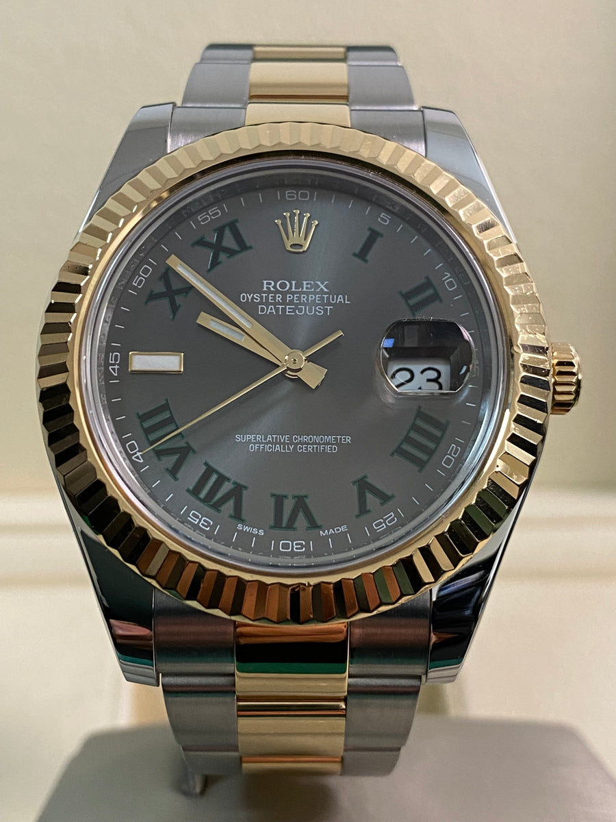 Rolex Steel & Yellow Rolesor Datejust II - 2013 - Fluted Bezel - "Wimbledon" Dial - Oyster Bracelet - 116333 *FULL SET*