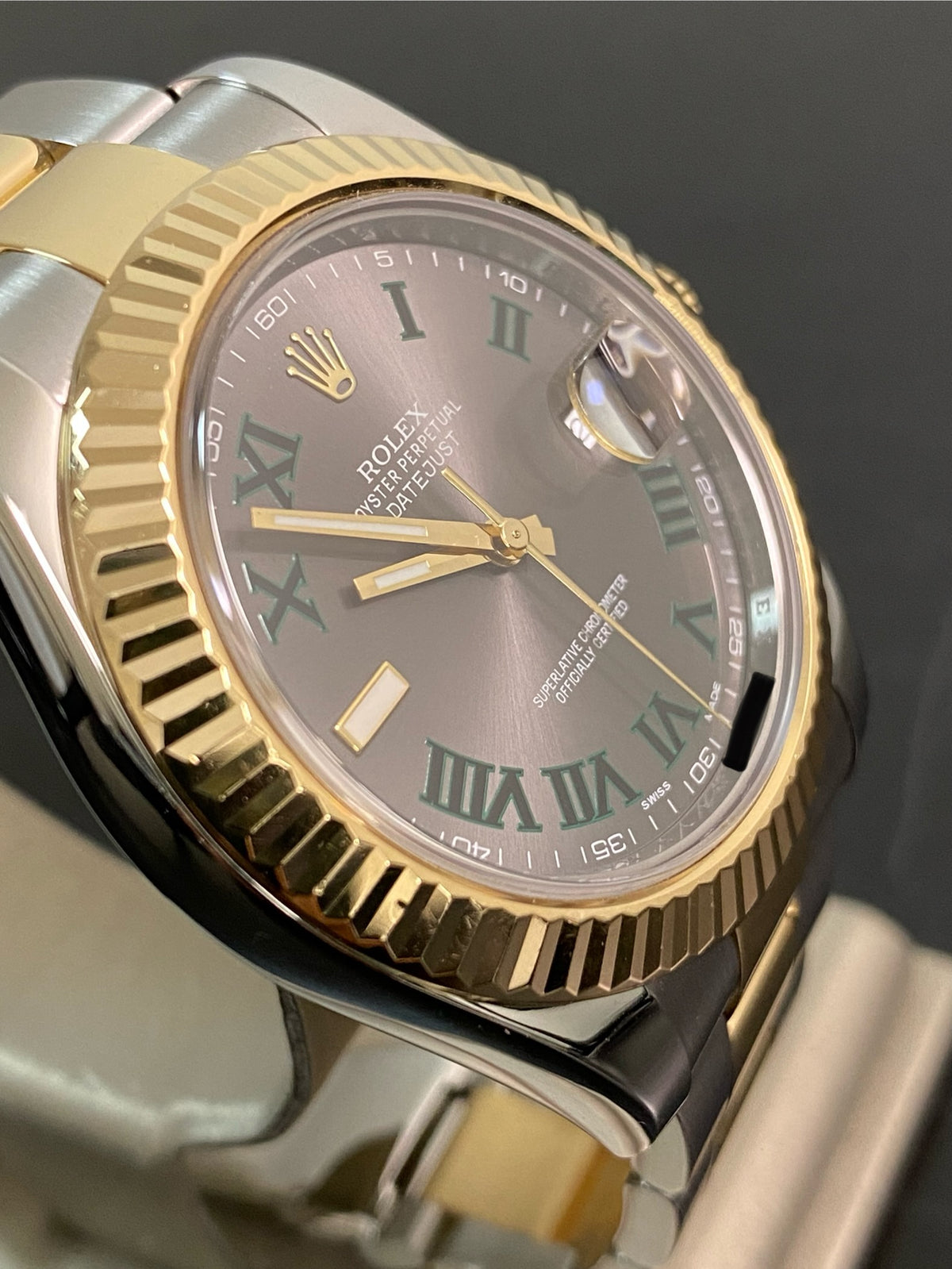 Rolex Steel & Yellow Rolesor Datejust II - 2013 - Fluted Bezel - "Wimbledon" Dial - Oyster Bracelet - 116333 *FULL SET*