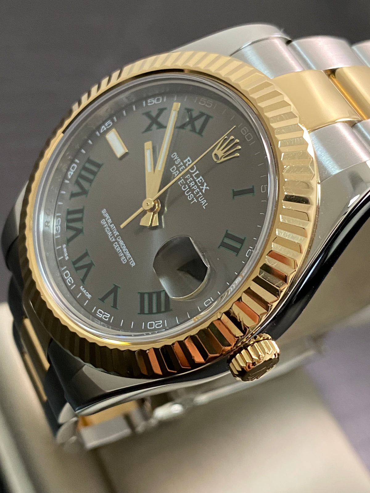 Rolex Steel & Yellow Rolesor Datejust II - 2013 - Fluted Bezel - "Wimbledon" Dial - Oyster Bracelet - 116333 *FULL SET*