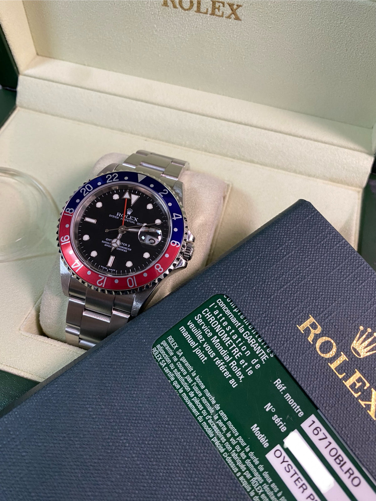 Rolex Steel GMT-Master II -  Z serial - "Pepsi" Pre-Ceramic - 3186 Movement - Oyster Bracelet - 16710BLRO *FULL SET*