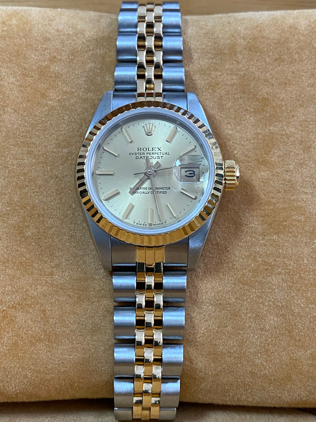 Rolex Steel and Yellow Gold Lady-Datejust - Fluted Bezel - Champagne Index Dial - Jubilee Bracelet - 69173