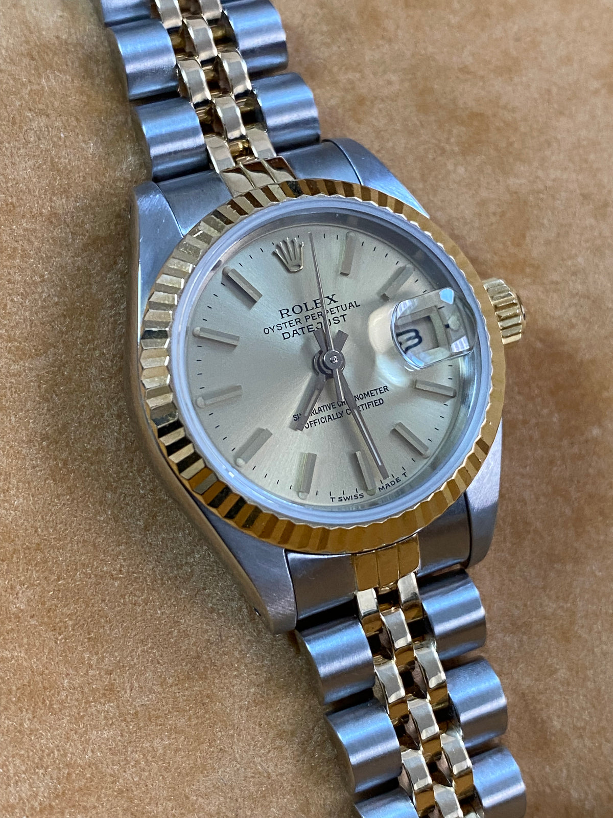 Rolex Steel and Yellow Gold Lady-Datejust - Fluted Bezel - Champagne Index Dial - Jubilee Bracelet - 69173