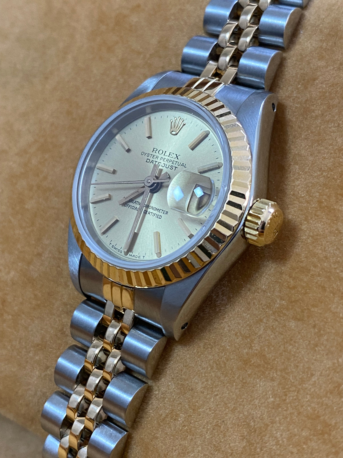 Rolex Steel and Yellow Gold Lady-Datejust - Fluted Bezel - Champagne Index Dial - Jubilee Bracelet - 69173