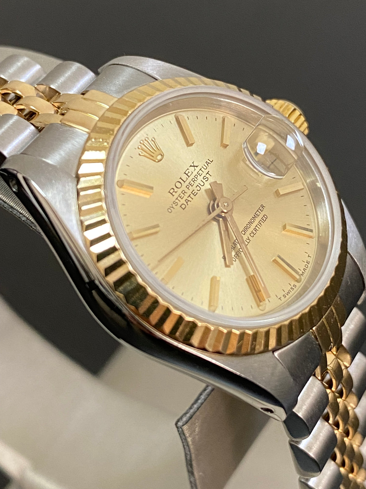 Rolex Steel and Yellow Gold Lady-Datejust - Fluted Bezel - Champagne Index Dial - Jubilee Bracelet - 69173