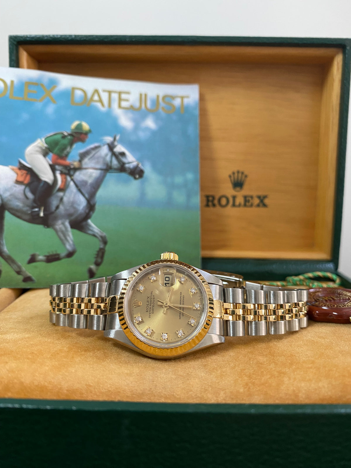 Rolex Steel and Yellow Gold Lady-Datejust - S serial Fluted Bezel - Factory Diamond Dial - Jubilee Bracelet - 69173