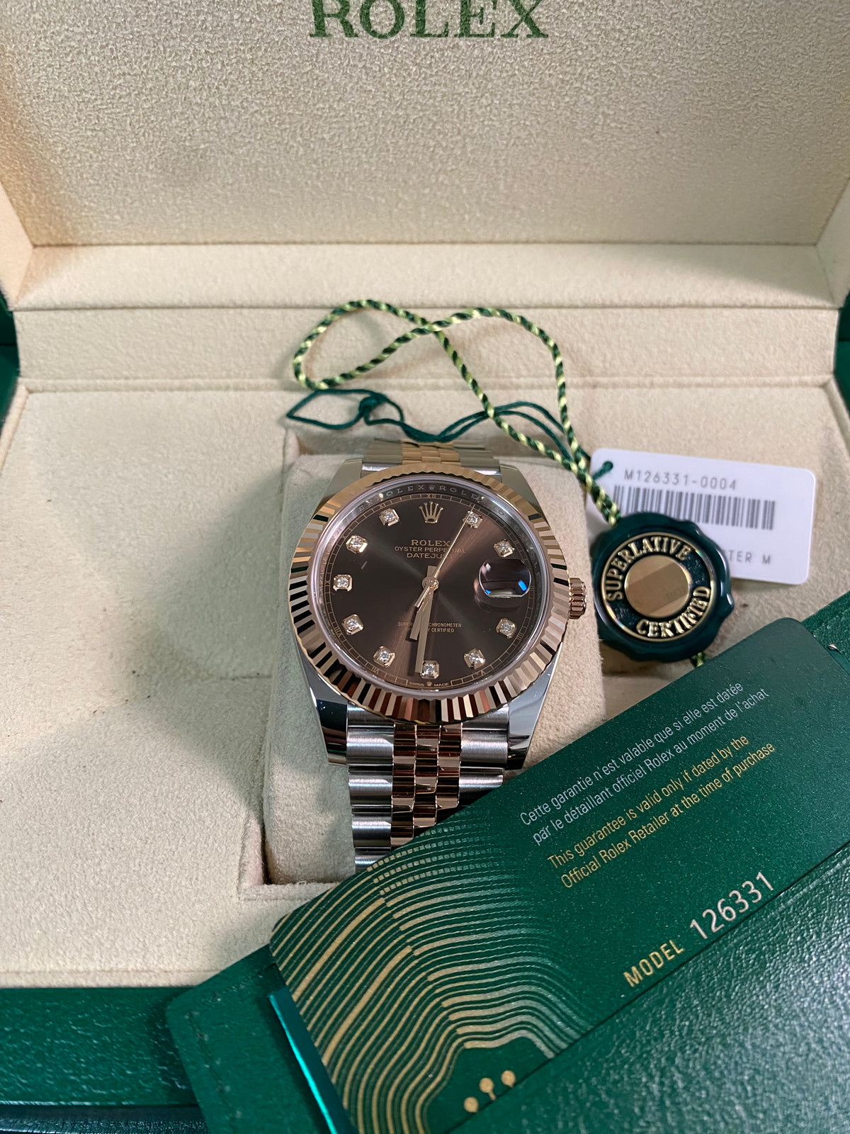 Rolex Steel and Everose Gold Datejust 41 - 2024 - Fluted Bezel - Chocolate Diamond Dial - Jubilee Bracelet - 126331 *FULL SET*