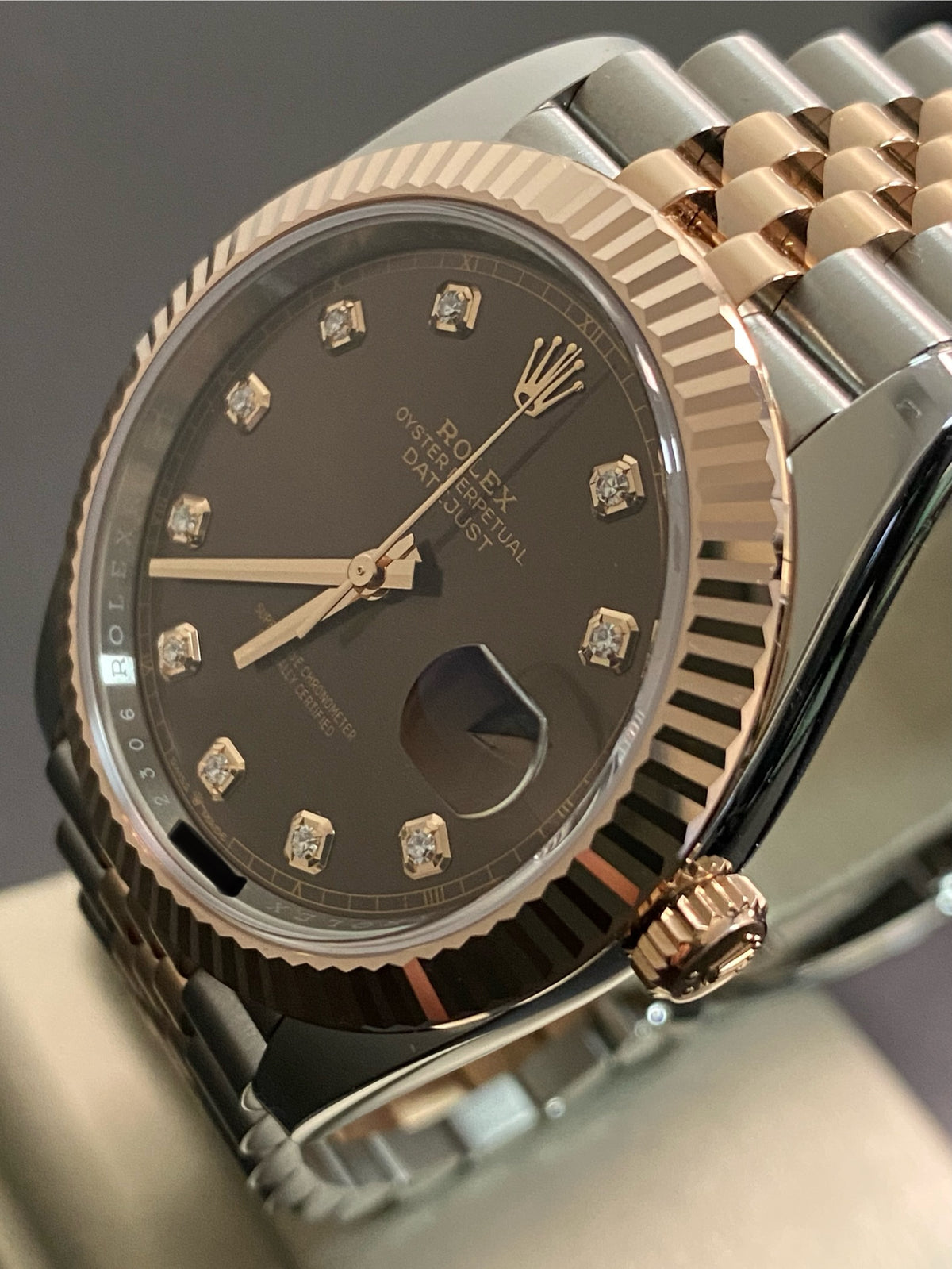 Rolex Steel and Everose Gold Datejust 41 - 2024 - Fluted Bezel - Chocolate Diamond Dial - Jubilee Bracelet - 126331 *FULL SET*