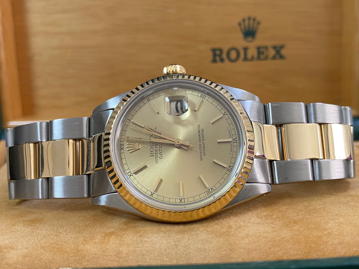 Rolex Steel and Yellow Gold Datejust 36 - Fluted Bezel - Champagne Index Dial - Oyster Bracelet - 16013