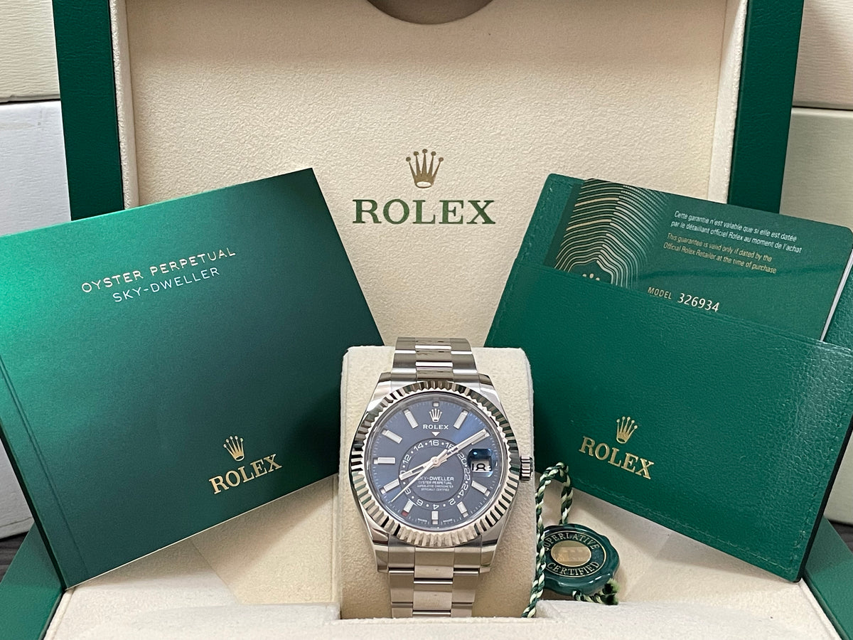 Rolex White Rolesor Sky-Dweller - 2023 - Blue Dial - Oyster Bracelet - 326934