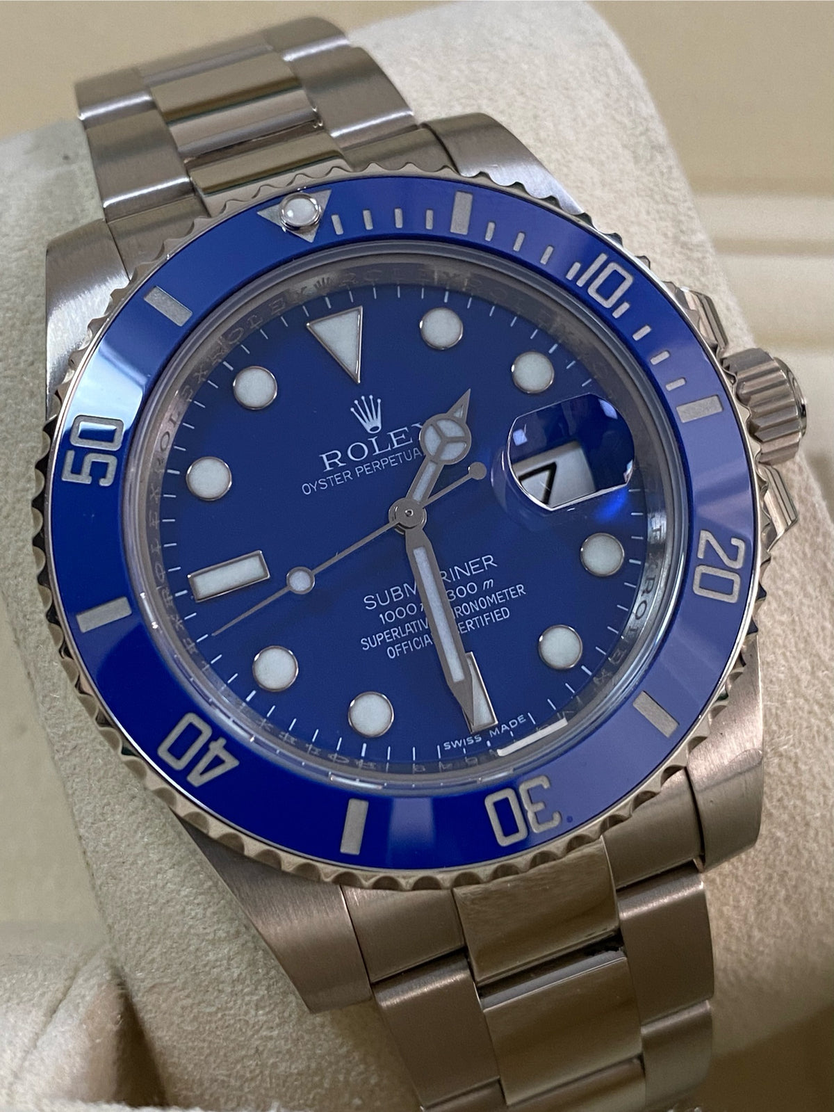 Rolex White Gold Submariner Date - 2009 - "Smurf" - Blue Bezel - Blue Dial - 116619LB *COMPLETE SET*