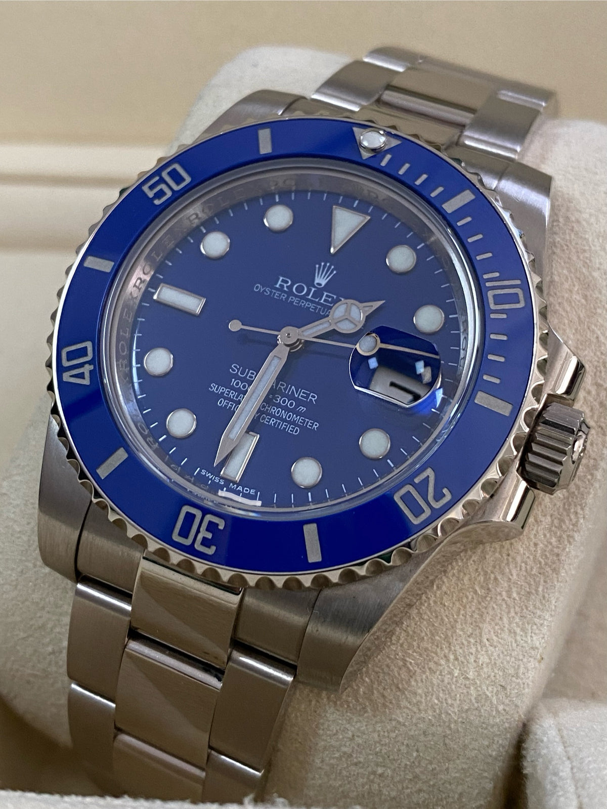 Rolex White Gold Submariner Date - 2009 - "Smurf" - Blue Bezel - Blue Dial - 116619LB *COMPLETE SET*