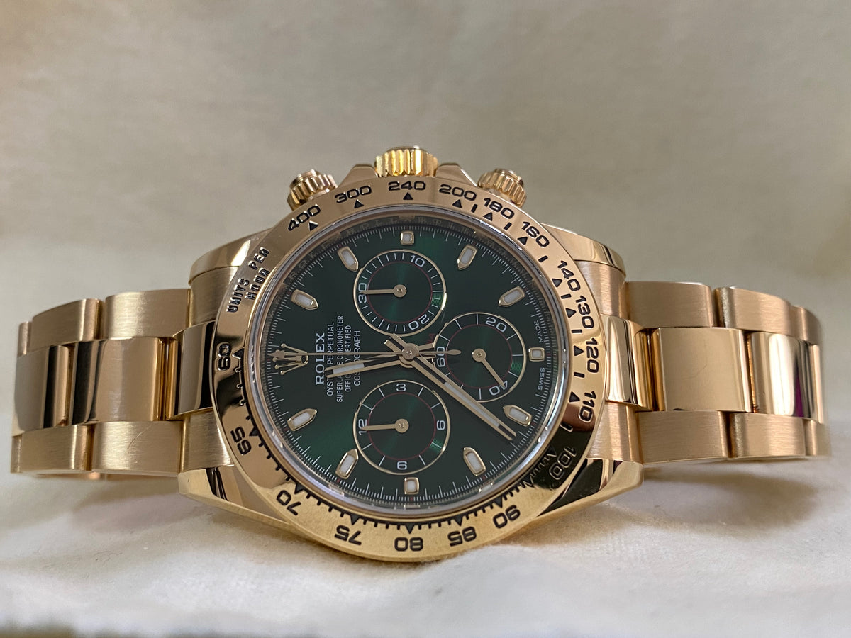 Rolex Yellow Gold Cosmograph Daytona -  2017 - "John Meyer" Green Dial - 116508