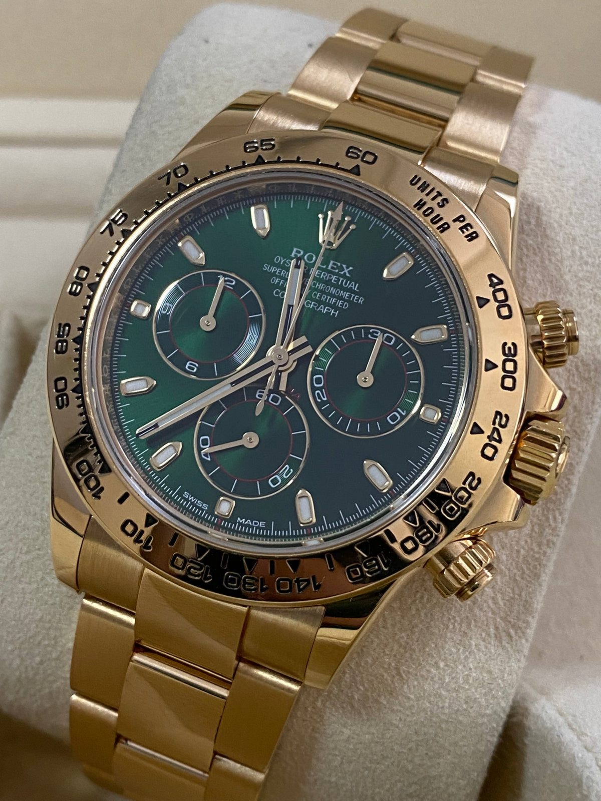 Rolex Yellow Gold Cosmograph Daytona -  2017 - "John Meyer" Green Dial - 116508