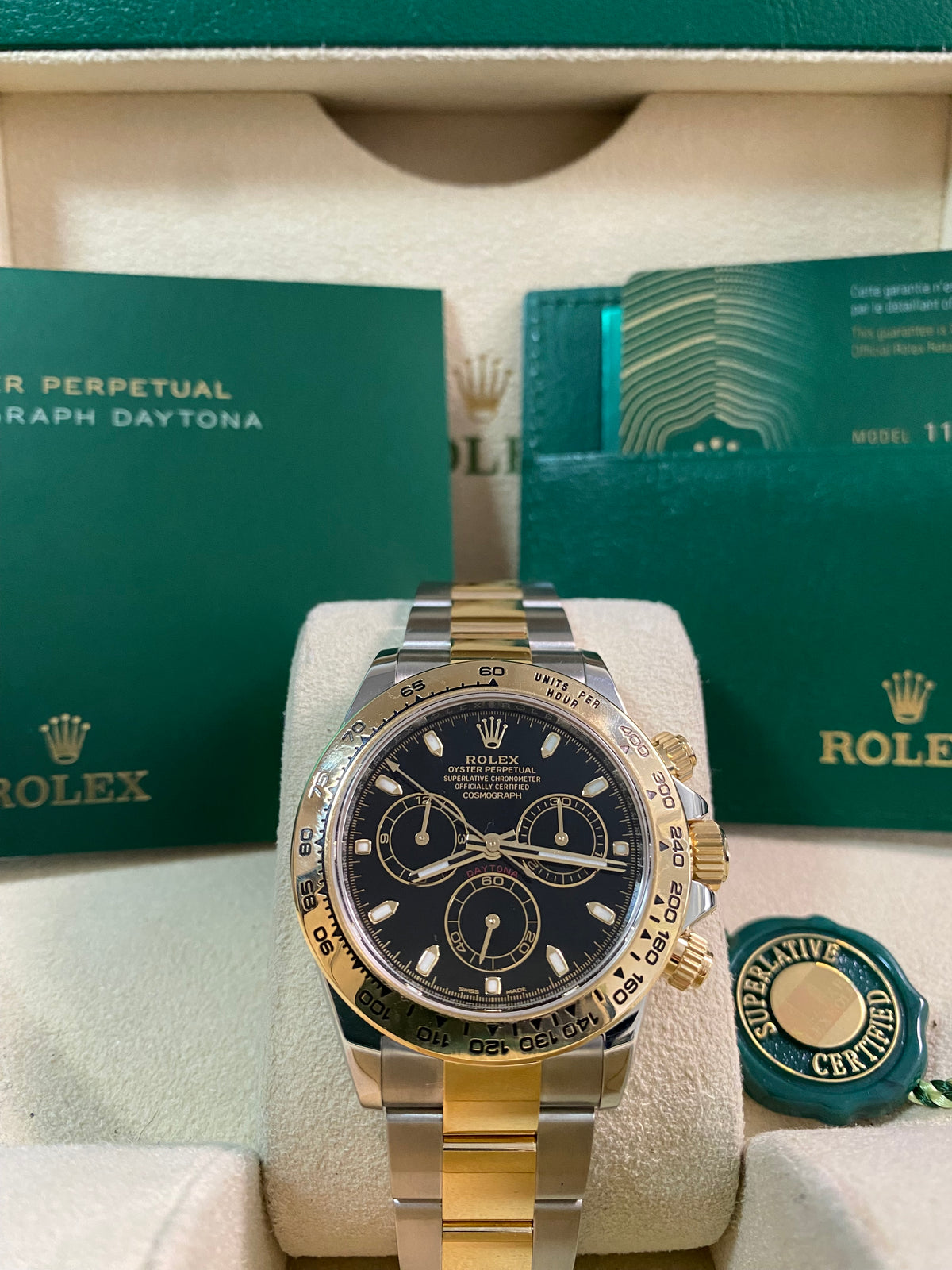 Rolex Yellow Gold Rolesor Cosmograph Daytona - 2021 - Black Index Dial - 116503 *FULL SET*