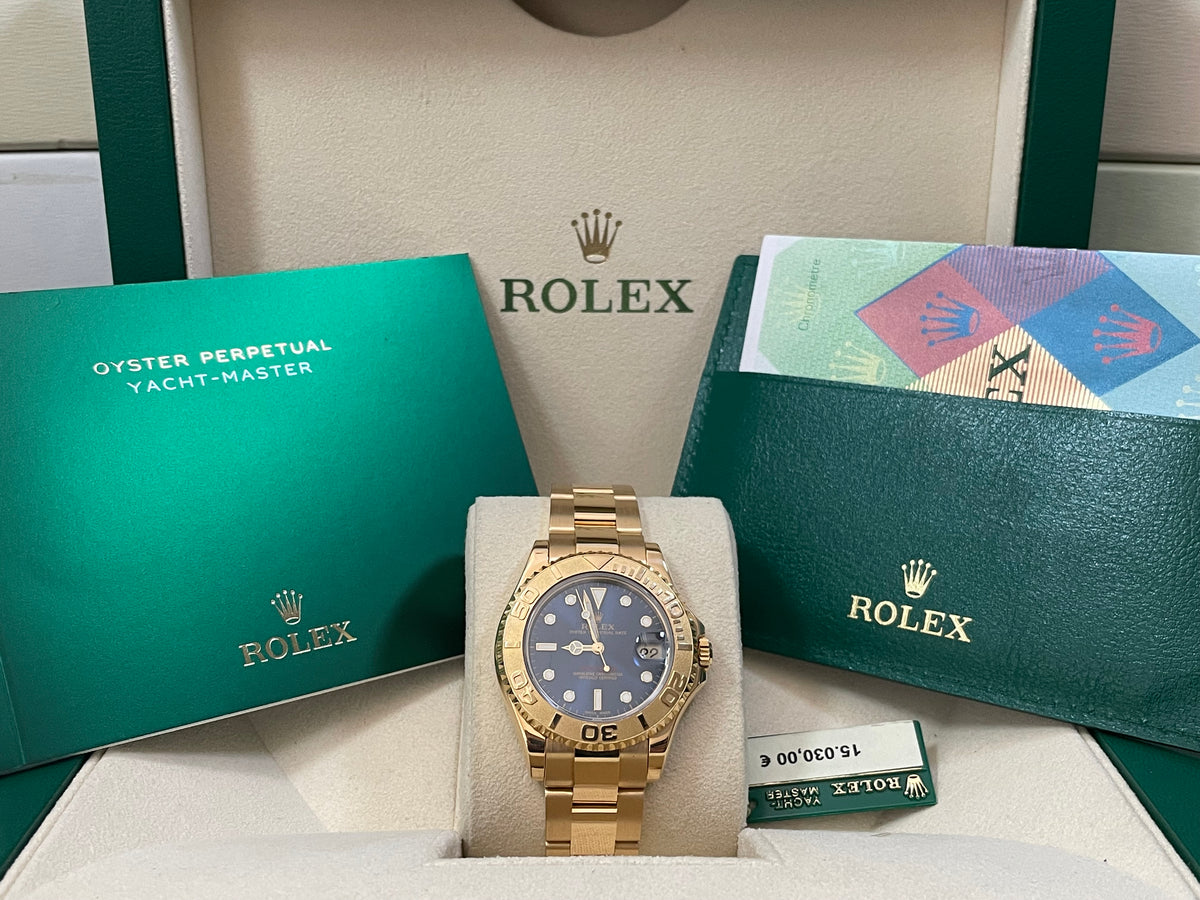 Rolex Yellow Gold Lady Yacht-Master 35 - 2001 - Blue Dial - 168628