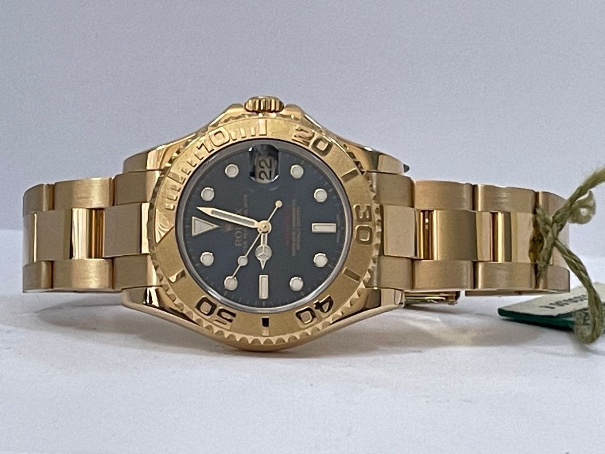 Rolex Yellow Gold Lady Yacht-Master 35 - 2001 - Blue Dial - 168628