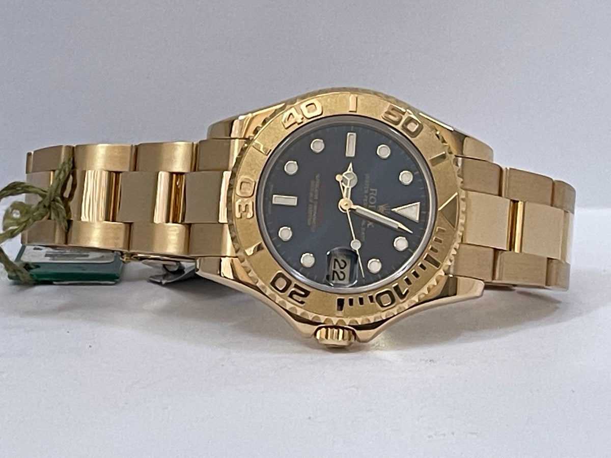 Rolex Yellow Gold Lady Yacht-Master 35 - 2001 - Blue Dial - 168628