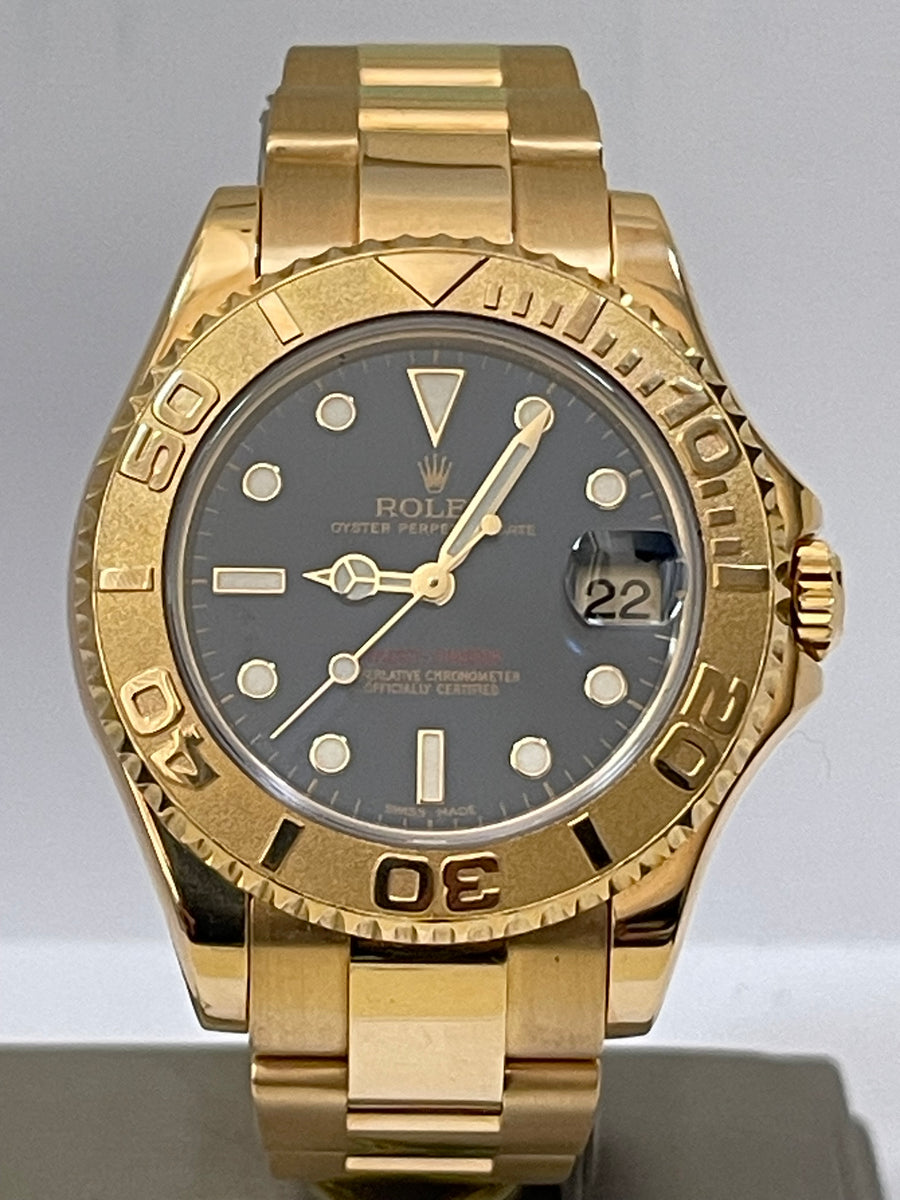 Rolex Yellow Gold Lady Yacht-Master 35 - 2001 - Blue Dial - 168628