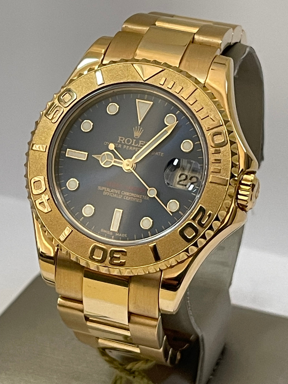 Rolex Yellow Gold Lady Yacht-Master 35 - 2001 - Blue Dial - 168628