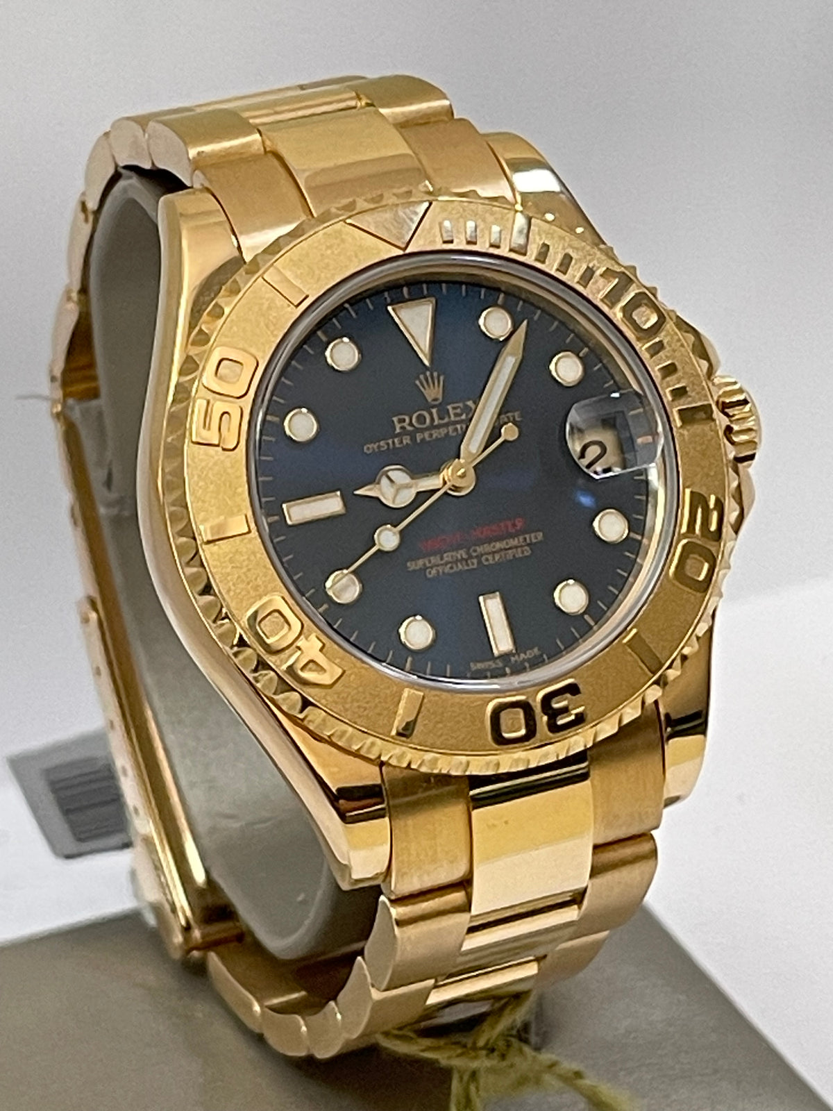 Rolex Yellow Gold Lady Yacht-Master 35 - 2001 - Blue Dial - 168628