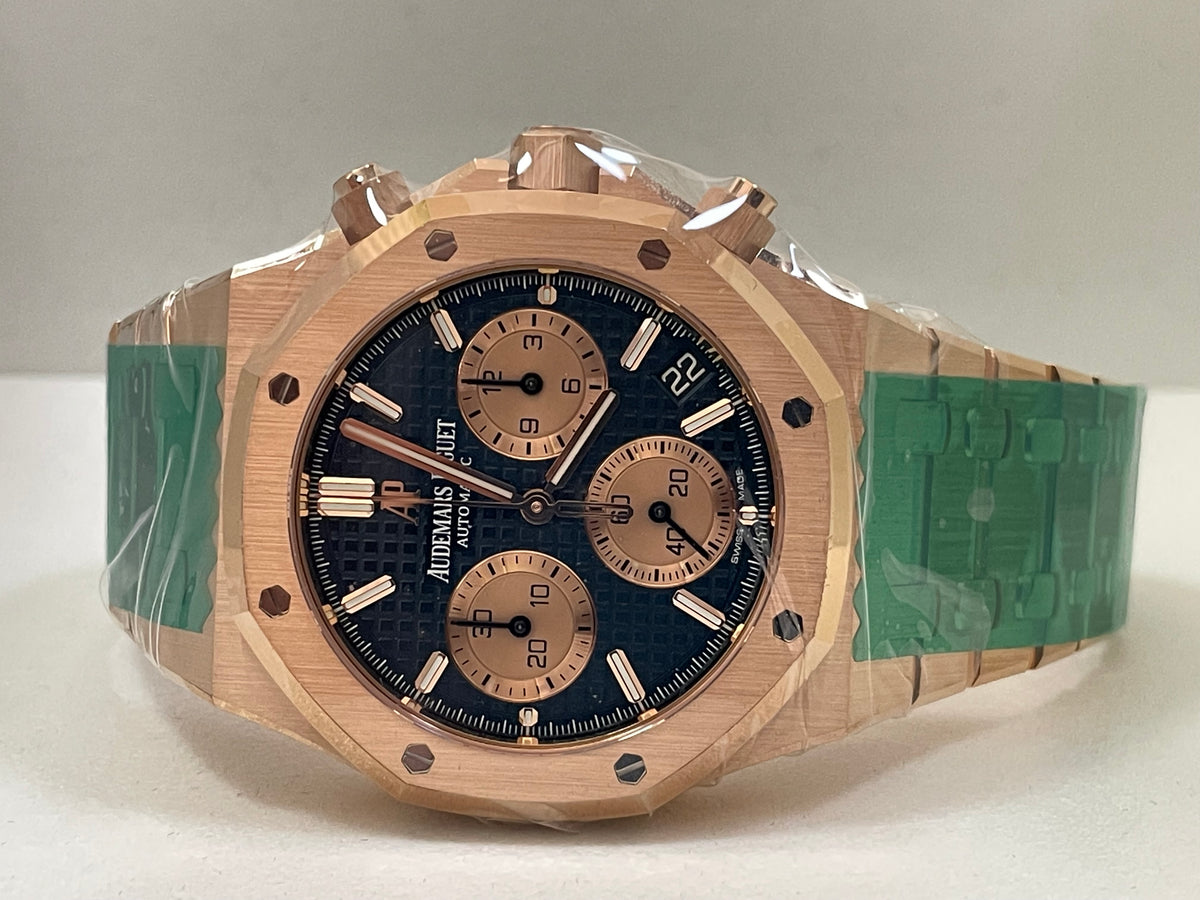 Audemars Piguet Royal Oak Selfwinding Chronograph - 2022 - Blue Exhibition Open Caseback - 26239OR - FULL STICKERS