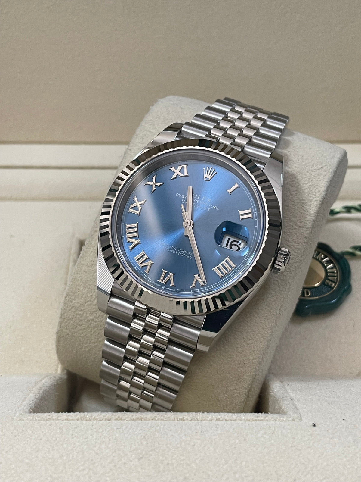 Rolex Steel and White Gold Rolesor Datejust 41 - 2023 - Fluted Bezel - Blue Roman Dial - Jubilee Bracelet - 126334