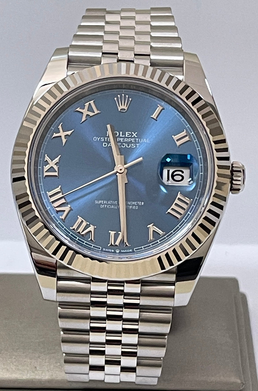 Rolex Steel and White Gold Rolesor Datejust 41 - 2023 - Fluted Bezel - Blue Roman Dial - Jubilee Bracelet - 126334