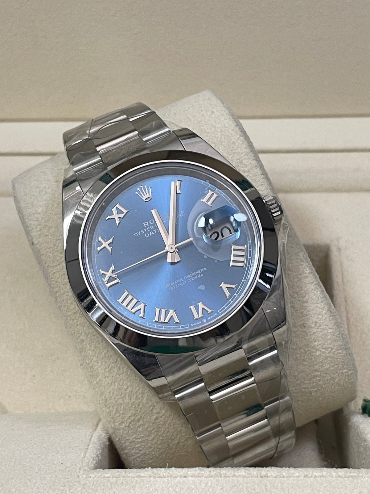 Rolex Steel Datejust 41 - 2023 - Smooth Bezel - Blue Roman Dial - Oyster Bracelet - 126300