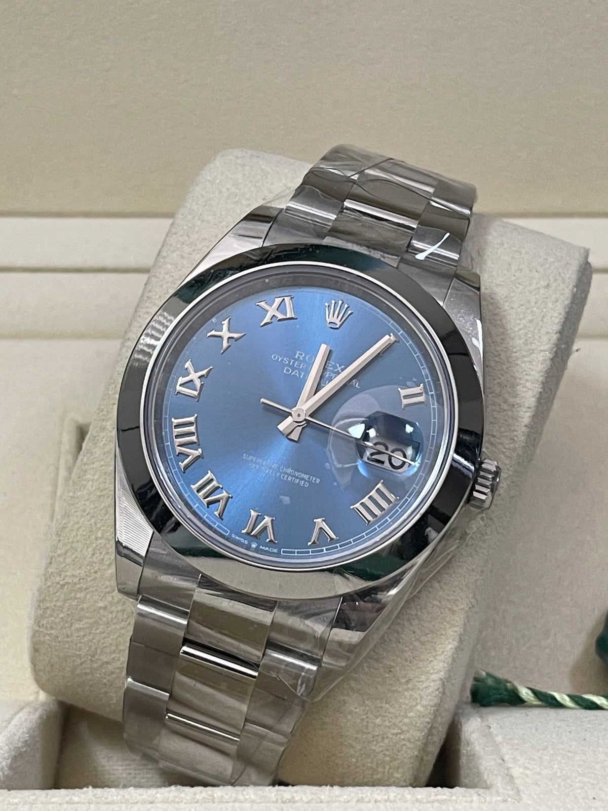 Rolex Steel Datejust 41 - 2023 - Smooth Bezel - Blue Roman Dial - Oyster Bracelet - 126300