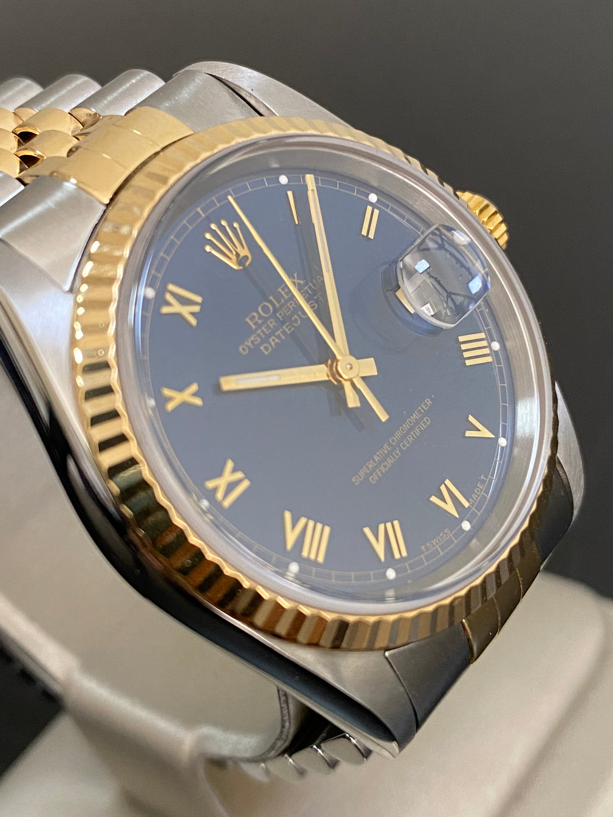 Rolex Steel and Yellow Gold Datejust 36 - W serial - Fluted Bezel - Blue Roman Dial - Jubilee Bracelet - 16233