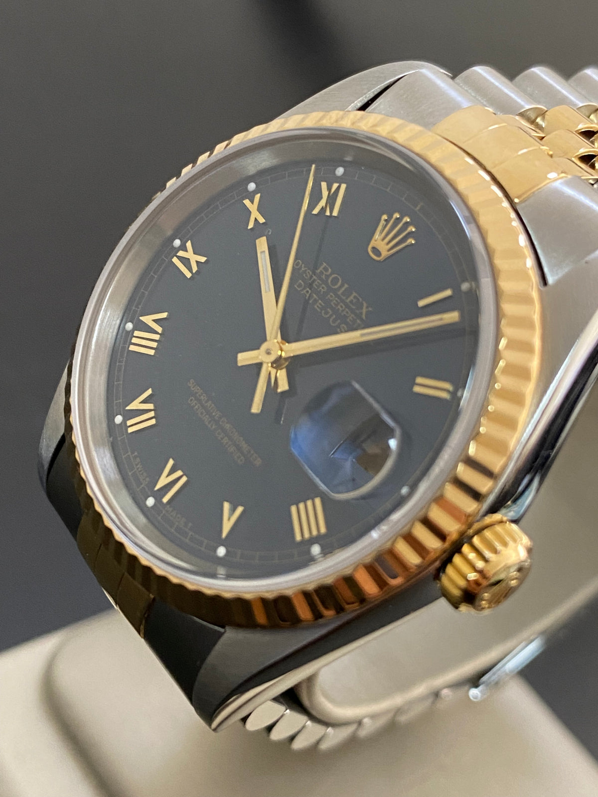 Rolex Steel and Yellow Gold Datejust 36 - W serial - Fluted Bezel - Blue Roman Dial - Jubilee Bracelet - 16233