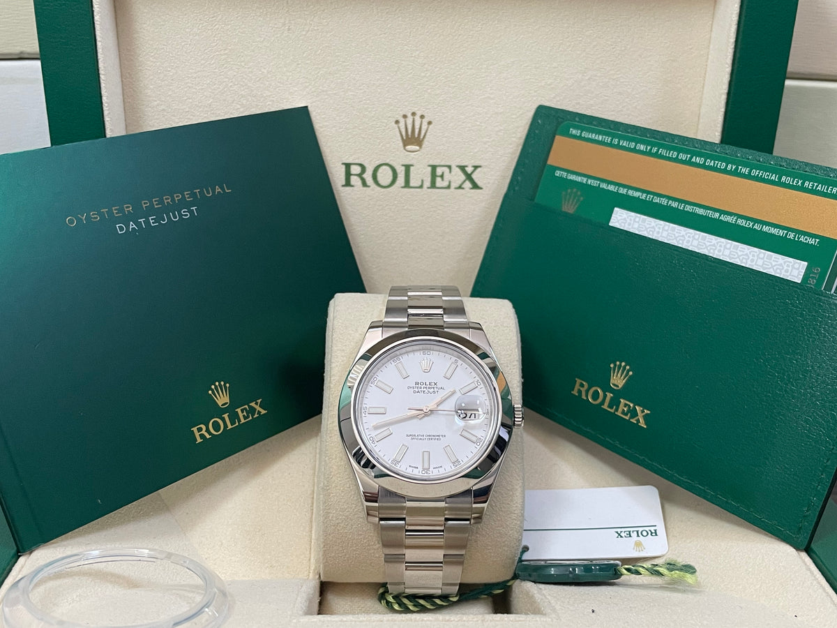 Rolex Steel Datejust II - 2018 - Smooth Bezel - White Index Dial - Oyster Bracelet - 116300