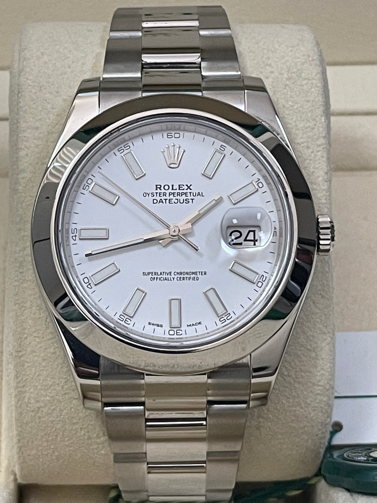 Rolex Steel Datejust II - 2018 - Smooth Bezel - White Index Dial - Oyster Bracelet - 116300