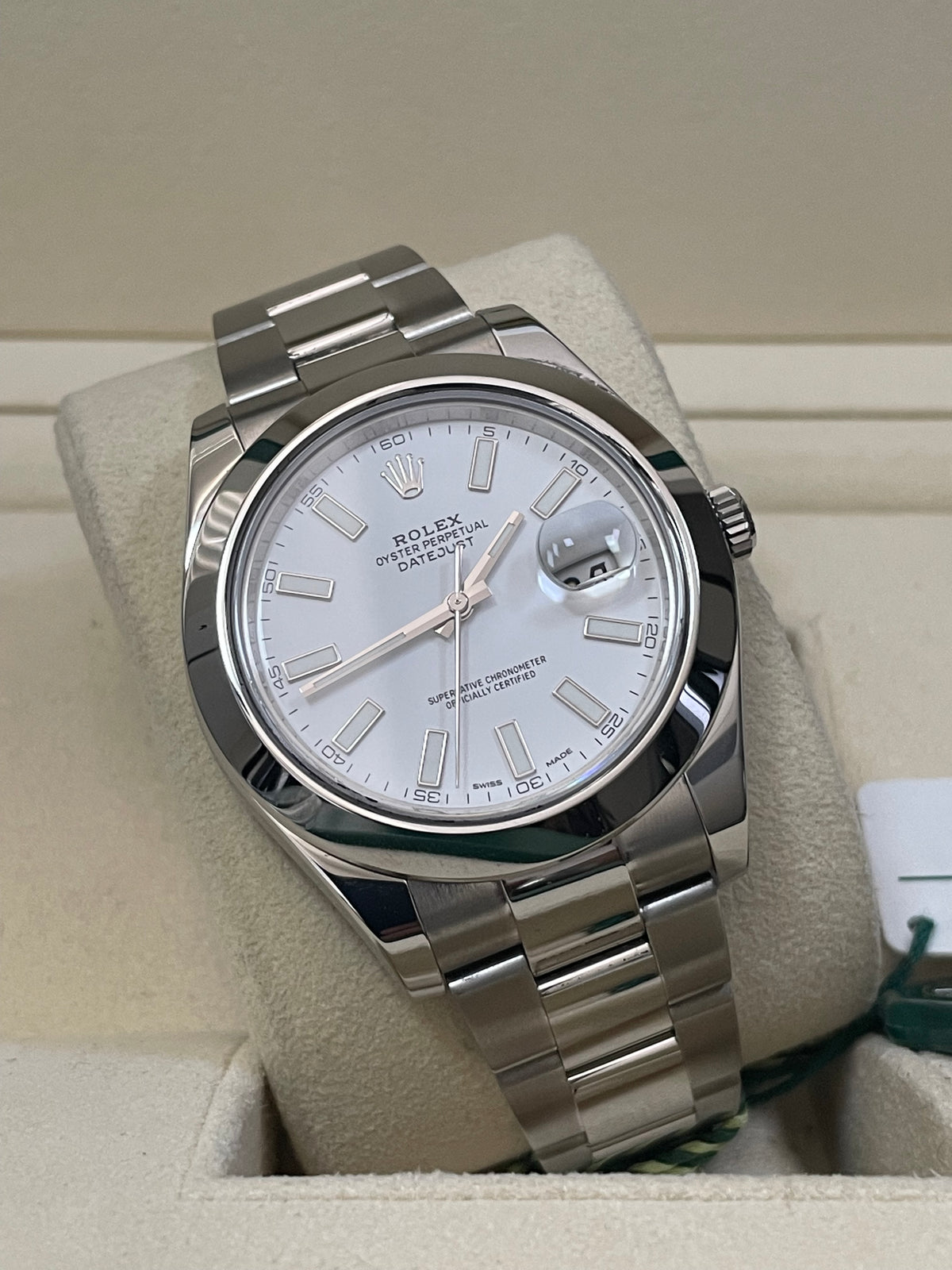 Rolex Steel Datejust II - 2018 - Smooth Bezel - White Index Dial - Oyster Bracelet - 116300