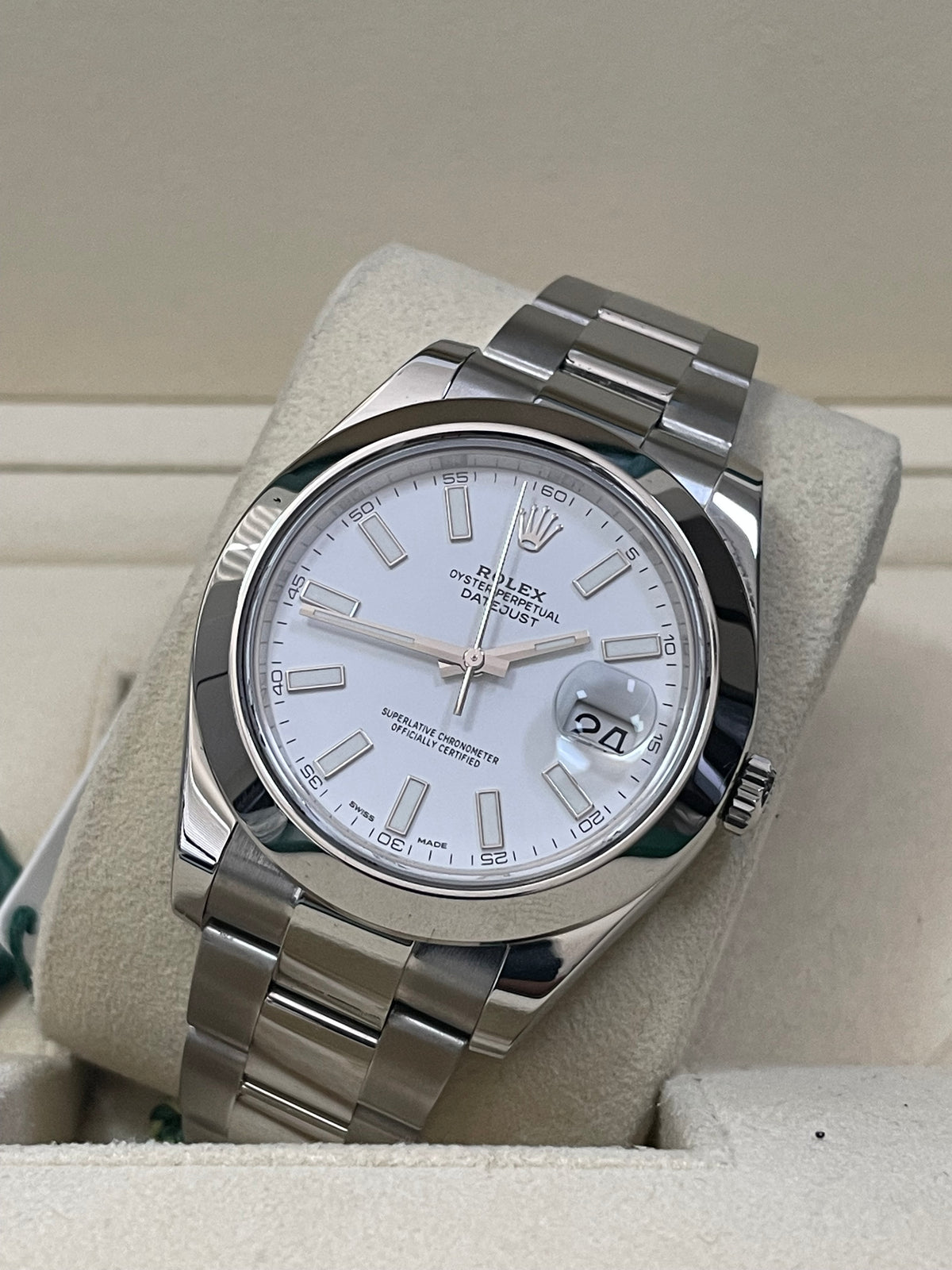 Rolex Steel Datejust II - 2018 - Smooth Bezel - White Index Dial - Oyster Bracelet - 116300