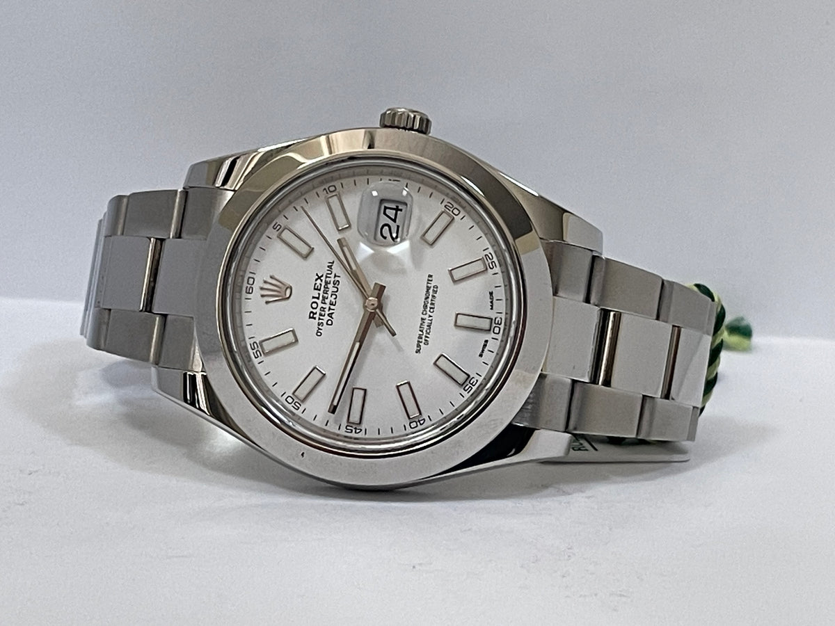 Rolex Steel Datejust II - 2018 - Smooth Bezel - White Index Dial - Oyster Bracelet - 116300