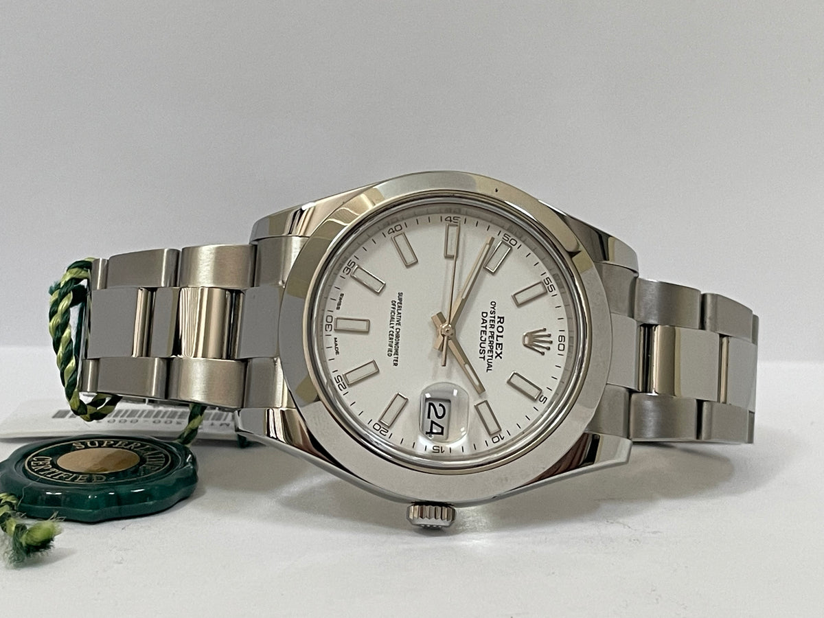 Rolex Steel Datejust II - 2018 - Smooth Bezel - White Index Dial - Oyster Bracelet - 116300