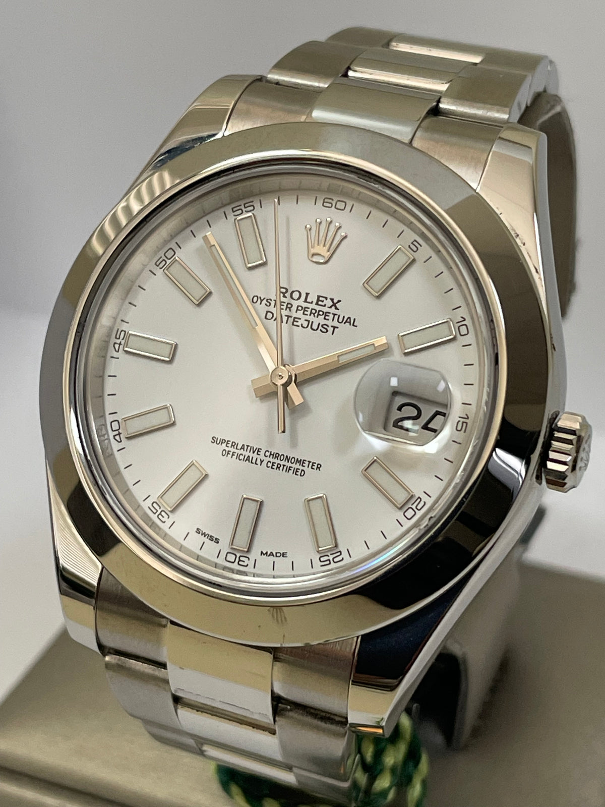 Rolex Steel Datejust II - 2018 - Smooth Bezel - White Index Dial - Oyster Bracelet - 116300