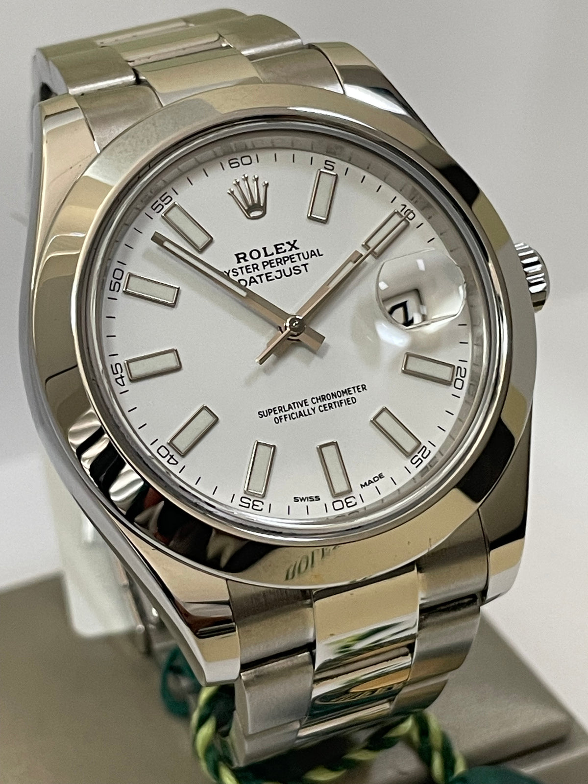 Rolex Steel Datejust II - 2018 - Smooth Bezel - White Index Dial - Oyster Bracelet - 116300