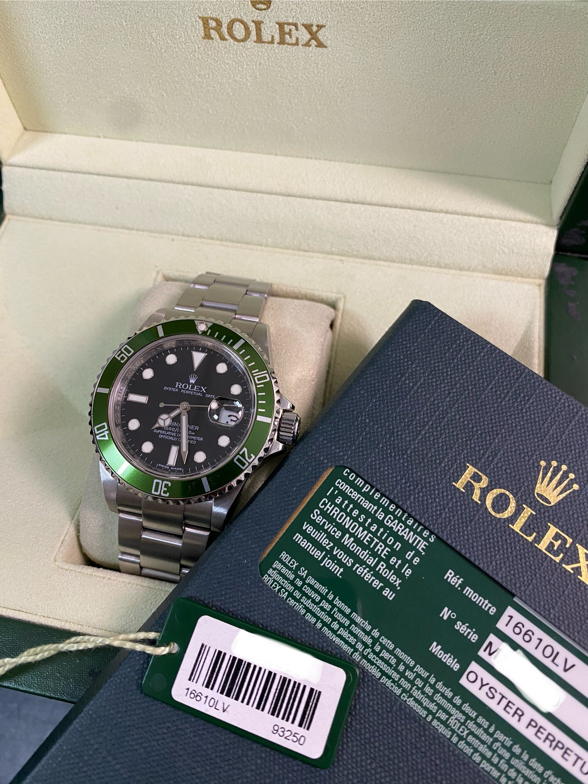 Rolex Steel Submariner Date - 2007 - "Kermit" - Pre-Ceramic Bezel - 16610LV *FULL SET*