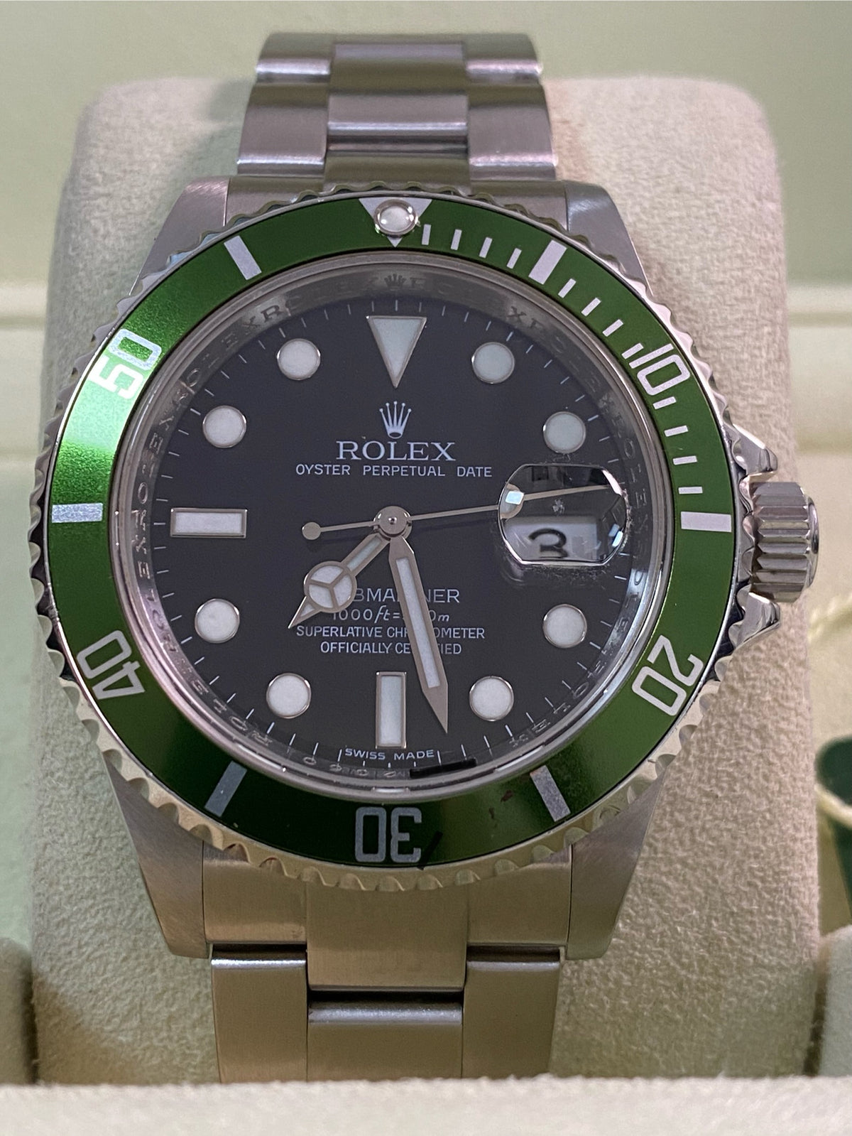 Rolex Steel Submariner Date - 2007 - "Kermit" - Pre-Ceramic Bezel - 16610LV *FULL SET*