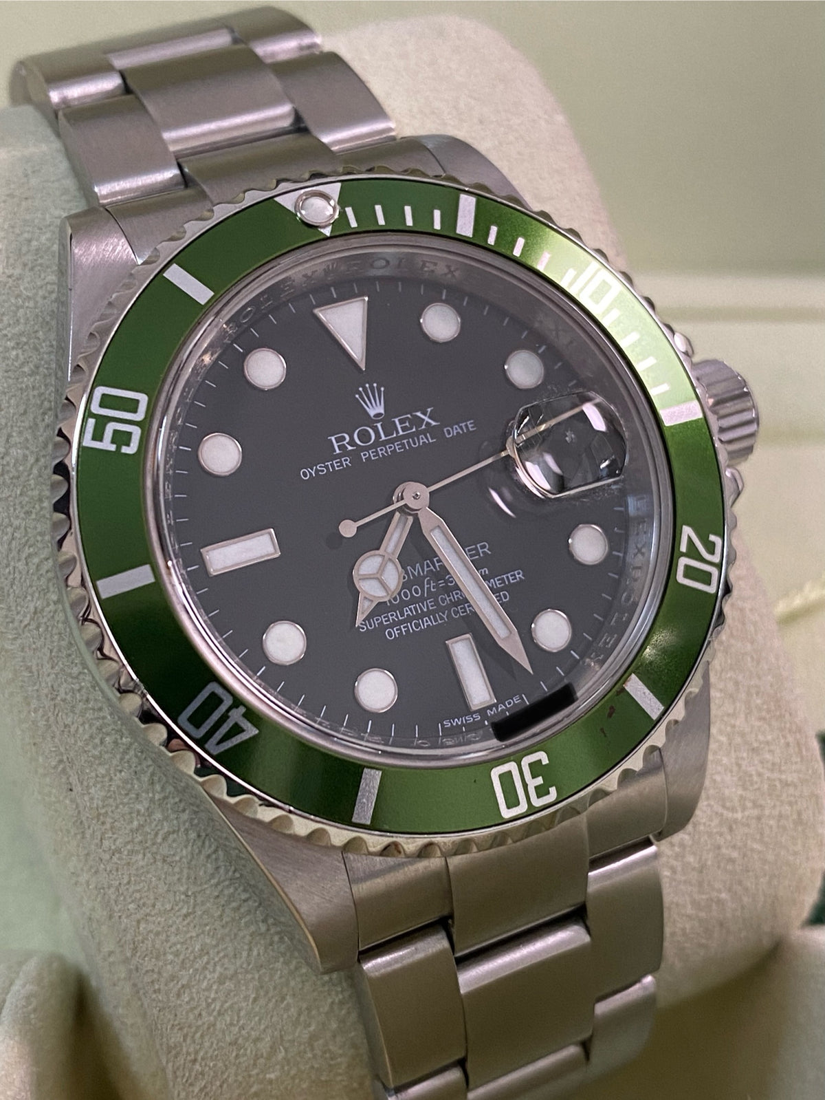 Rolex Steel Submariner Date - 2007 - "Kermit" - Pre-Ceramic Bezel - 16610LV *FULL SET*