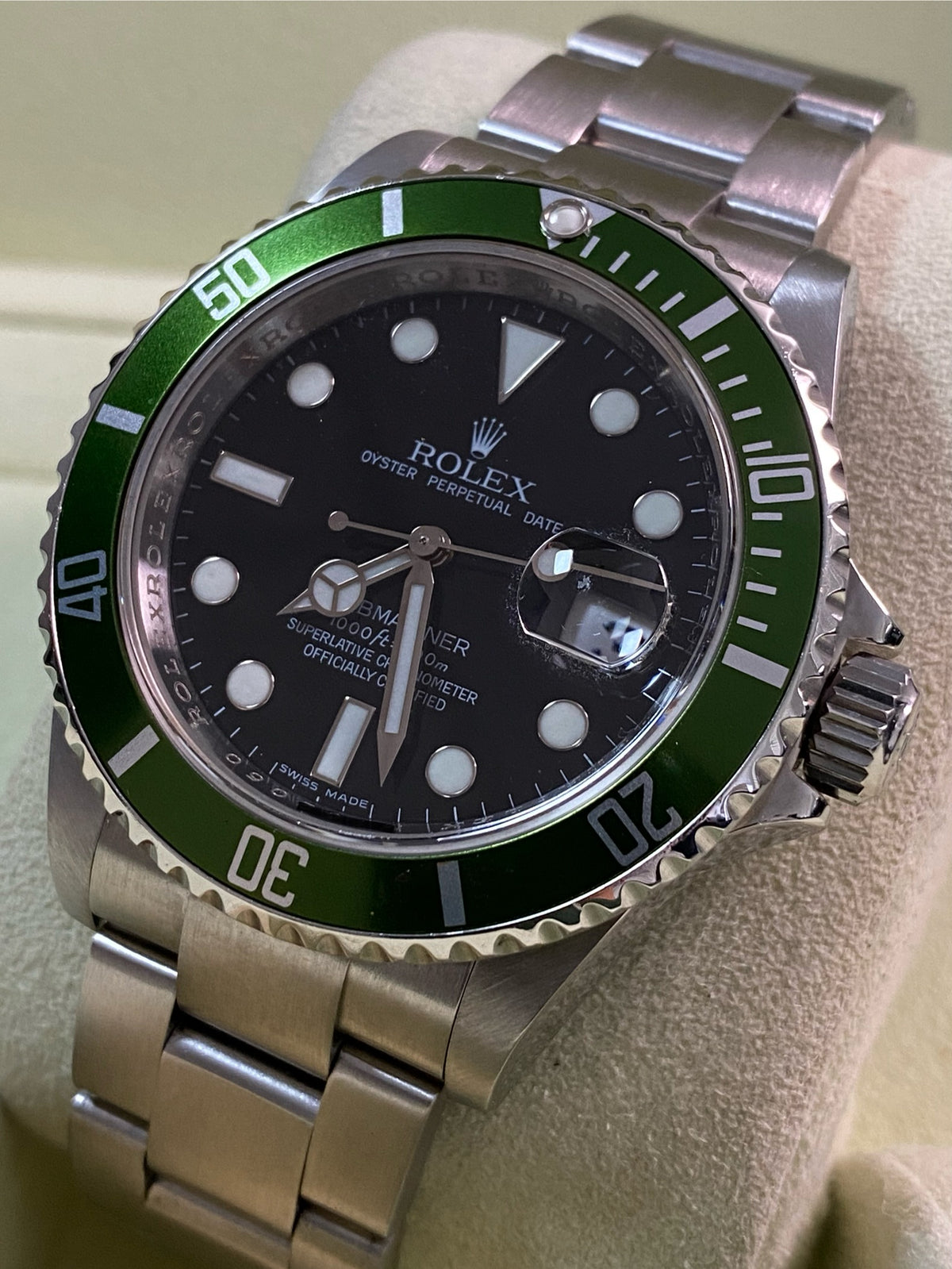 Rolex Steel Submariner Date - 2007 - "Kermit" - Pre-Ceramic Bezel - 16610LV *FULL SET*