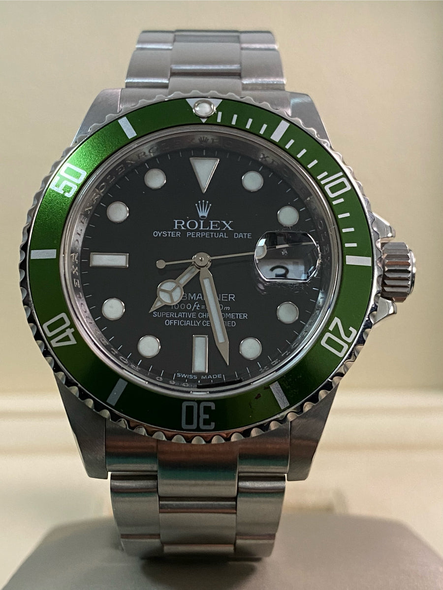 Rolex Steel Submariner Date - 2007 - "Kermit" - Pre-Ceramic Bezel - 16610LV *FULL SET*