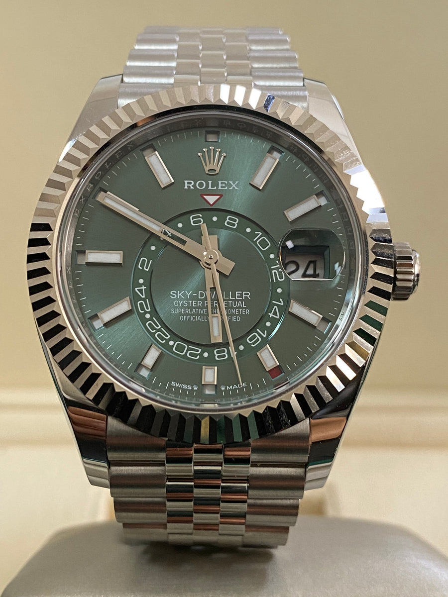 Rolex Steel Sky-Dweller - 2024 - Mint Green Dial - Jubilee Bracelet - 336934 *FULL SET*