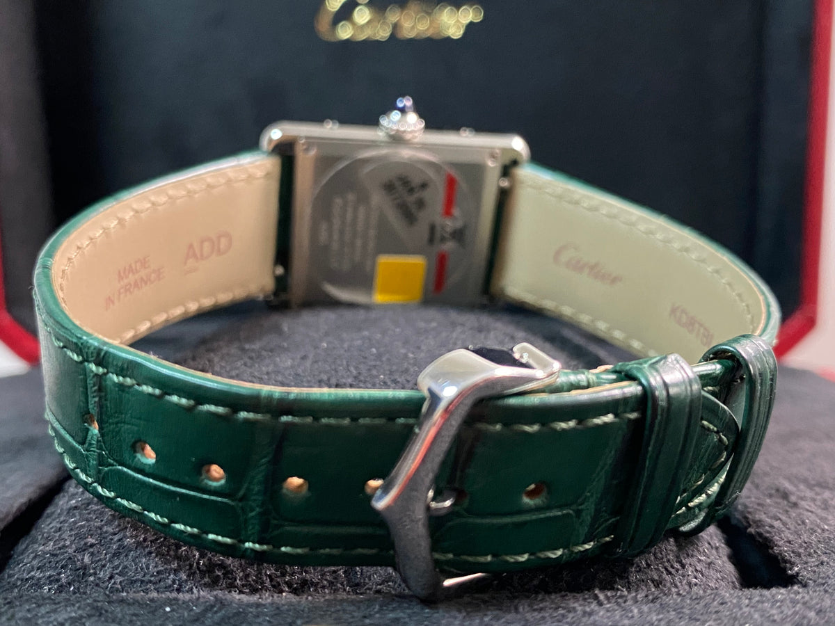 Cartier Tank Must Steel - 2024 - Green Dial - Green Alligator Strap - WSTA0056 *FULL SET*